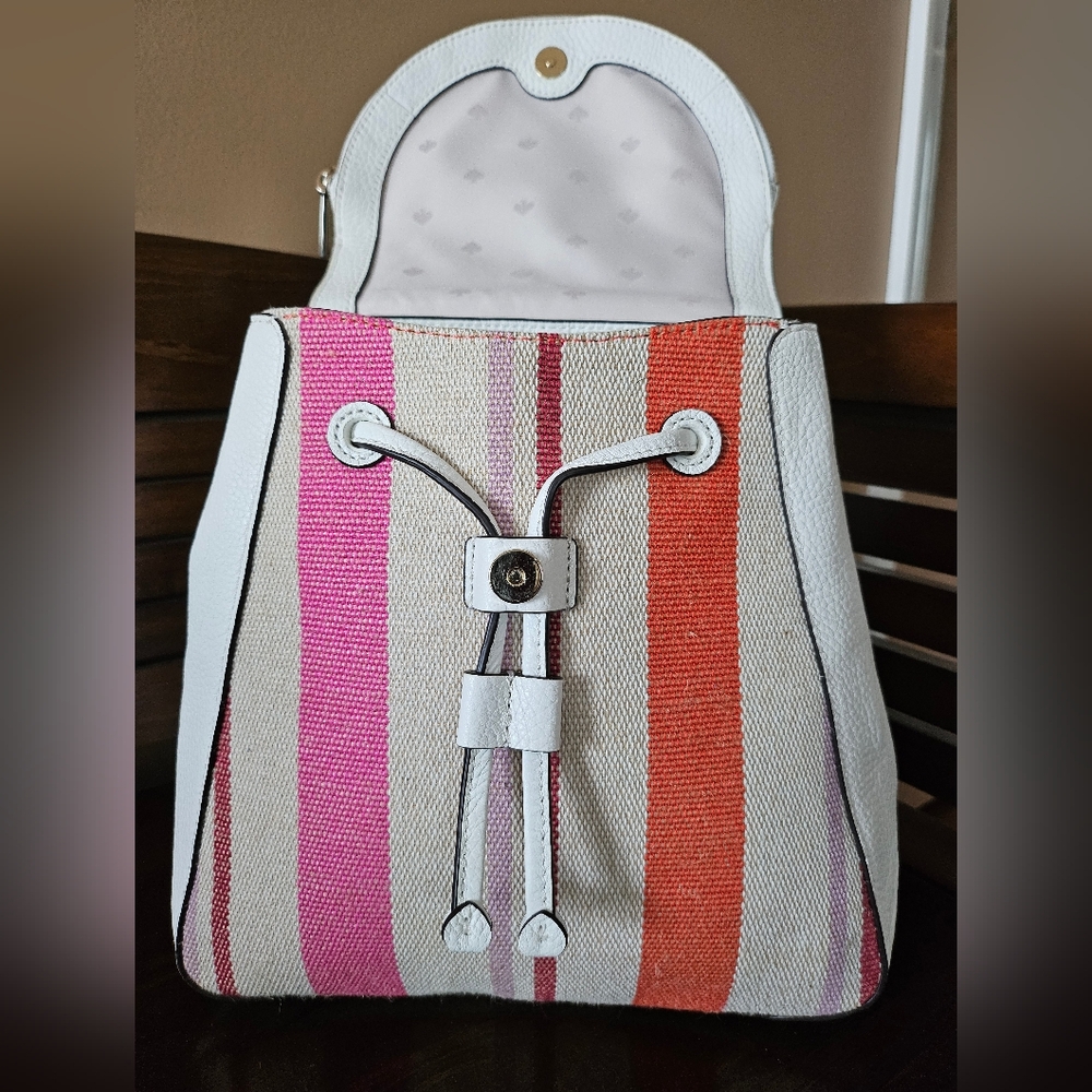 Kate Spade Canvas & Pebbled Leather Backpack! NWOT! - Picture 8 of 15